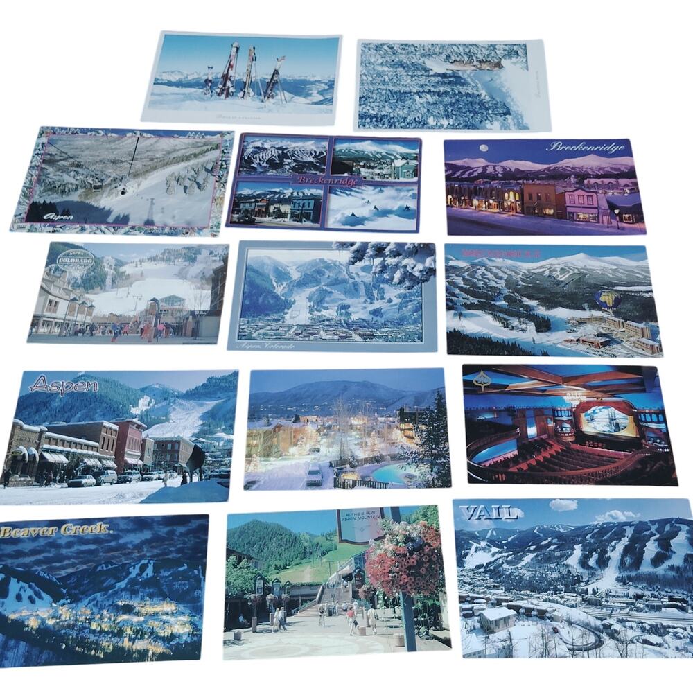 Vintage Colorado Ski Town Postcards - Ephemera Collection, 14-Count Set